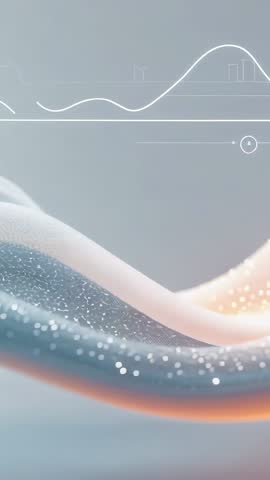 Vertical Video Tech Ribbon Pulsing with Waveform, Bars and Arrow Showing Data Flow