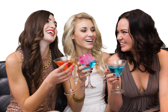 Caucasian Friends Enjoying Colorful Cocktails Against Transparent Background - Download Free Stock Videos Pikwizard.com