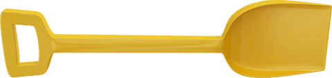 Yellow sand shovel on transparent background for summer use