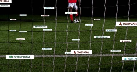 Soccer Player at Night with Digital Overlay Numbers