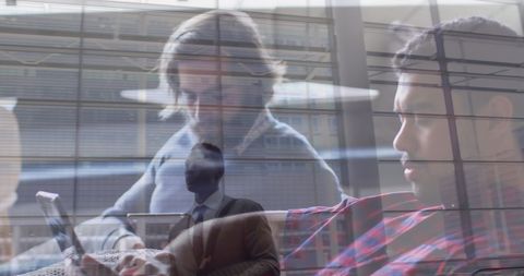 Modern Business Environment with Professionals in Motion