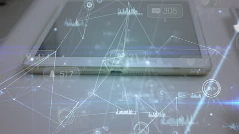 Digital Connections Overlay on Tablet for Global Business Concept