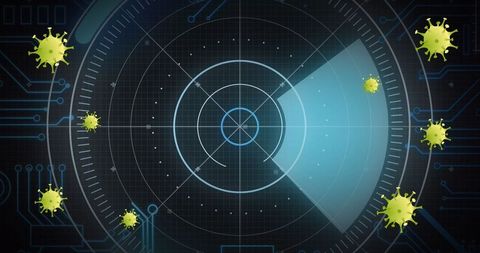 Futuristic covid-19 detection interface with digital radar