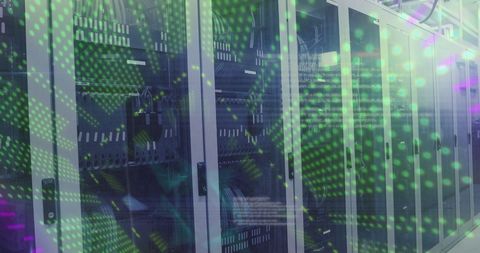 Cybersecurity and Data Processing with Neon Grid Overlay - Download Free Stock Images Pikwizard.com