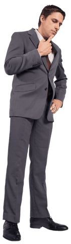 Transparent Thoughtful Businessman in Gray Suit Considering Ideas