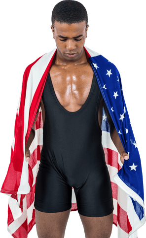 athlete in black singlet with transparently draped american flag - Download Free Stock Videos Pikwizard.com