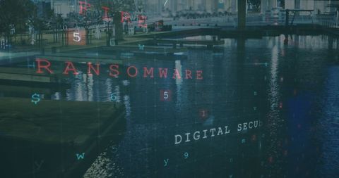 Abstract Cyber Security Overlay on Urban Cityscape