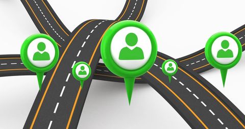 Technology Icons on Road Maps Representing Global Connectivity - Download Free Stock Images Pikwizard.com