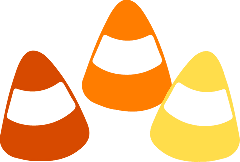 Festive candy corn pieces on transparent background