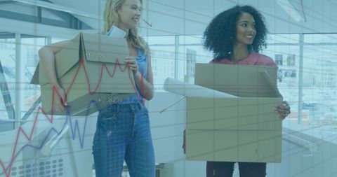 Women Moving Boxes in Financial Growth Environment - Download Free Stock Images Pikwizard.com