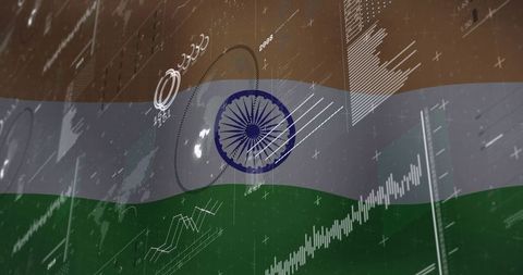 Indian flag overlaid on digital analytics interface