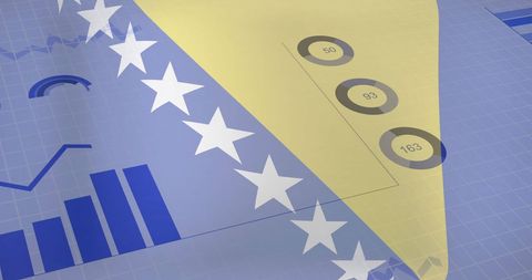 Bosnia and Herzegovina Flag with Data Charts Confidently Interplay - Download Free Stock Images Pikwizard.com