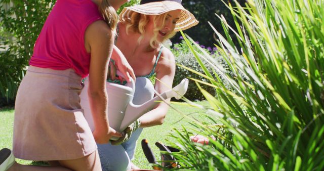 Two Women Gardening Together on a Sunny Day - Download Free Stock Images Pikwizard.com