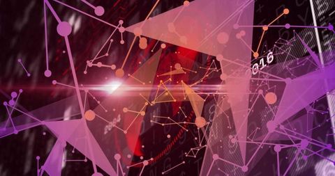 Abstract Digital Network Connectivity with Red Glowing Hub