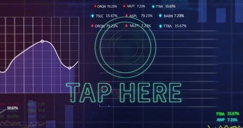Interactive Touchscreen with Neon Graphics and Data Visualization - Download Free Stock Images Pikwizard.com