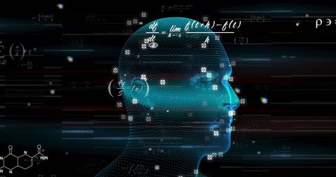 Digital Head with Mathematical Equations and Technology Interface - Download Free Stock Images Pikwizard.com