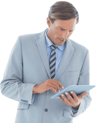 transparent businessman operating tablet in light suit - Download Free Stock Videos Pikwizard.com