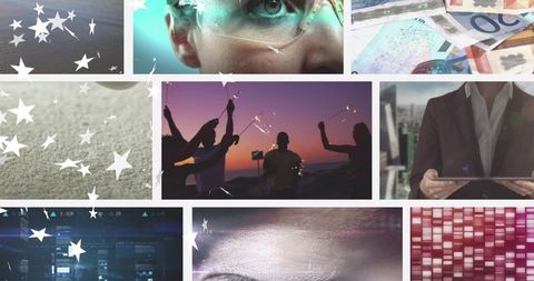 Collage Celebrating Technology and Friendship at Sunset