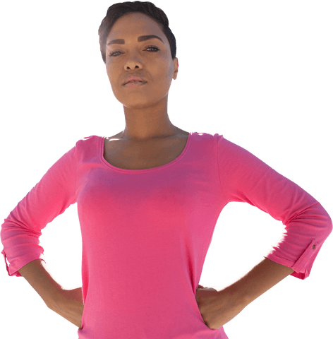 Transparent Woman Standing Confident in Pink for Awareness