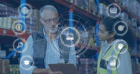 Discussing efficiency with digital interface in logistic warehouse