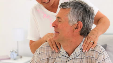 Loving Elderly Couple Enjoying Relaxing Massage