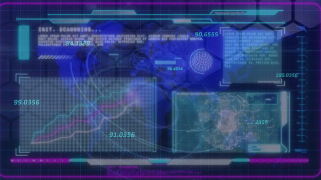 Depicting a high-tech financial data processing interface, ideal for illustrating modern financial analysis, and showcasing technology in business analytics or AI-driven financial technology studies.