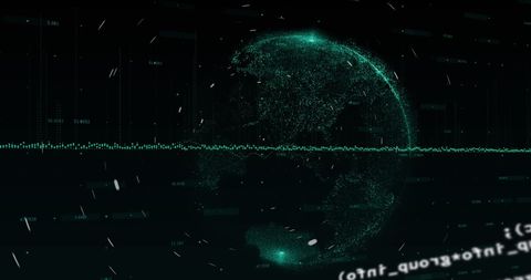 Globe Hologram with Spinning Light Trails and Data Processing - Download Free Stock Images Pikwizard.com