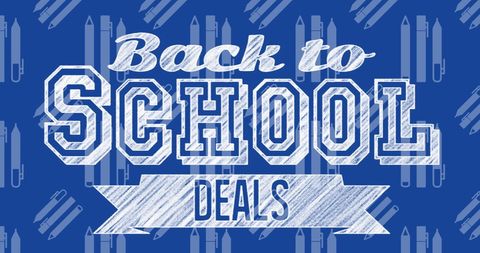 Back to school deals graphic with pen motif