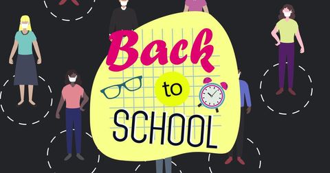 Back to School Illustration with Social Distancing Theme