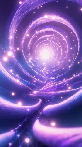 Entering Luminous Cosmic Vortex Vertical Video Advancing Through Pulsing Energy Rings