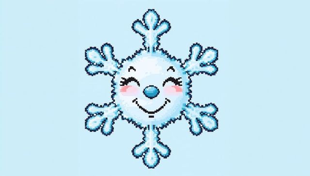 Smiling pixel snowflake sprite retro winter icon cute minimalist avatar