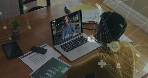 Virtual Meeting with Global Networking Connections Overlay - Download Free Stock Images Pikwizard.com