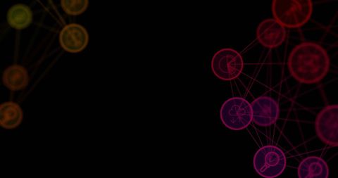 Colorful Digital Network with Abstract Technology Icons - Download Free Stock Images Pikwizard.com