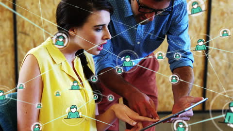 Collaborative Teamwork on Digital Connectivity Illustration