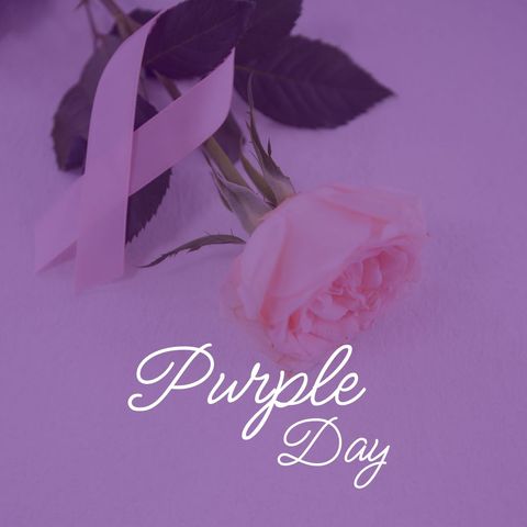 purple day celebration with white rose and awareness ribbon - Download Free Stock Templates Pikwizard.com