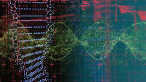 DNA Strand with Digital Data Processing Technology Overlay