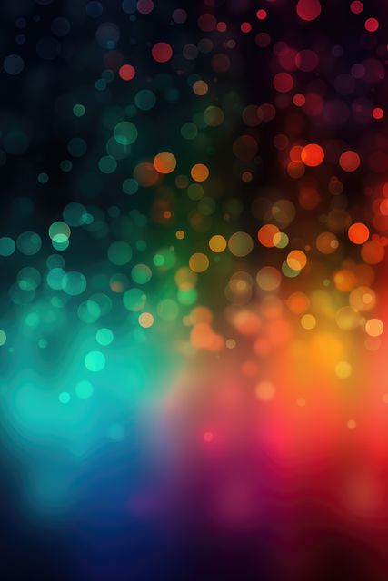 Red, blue, green and orange bokeh lights at night, vertical, created using generative ai technology. Atmospheric nighttime bokeh lights background, digitally generated image.