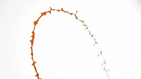 Dynamic Motion of Orange Paint Against White Background