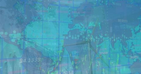 Conceptual illustration merging global economy with wind energy