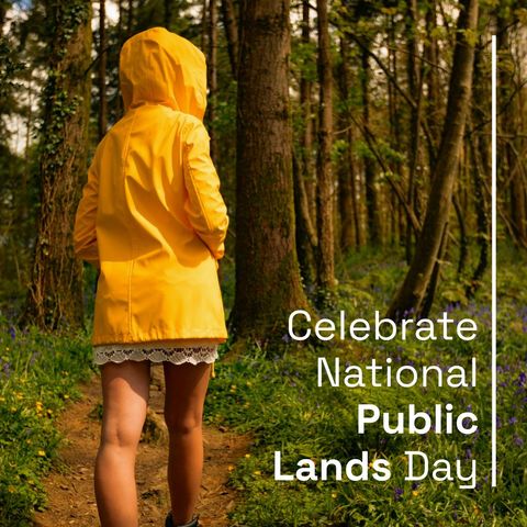 Hiking in forest celebrating national public lands day