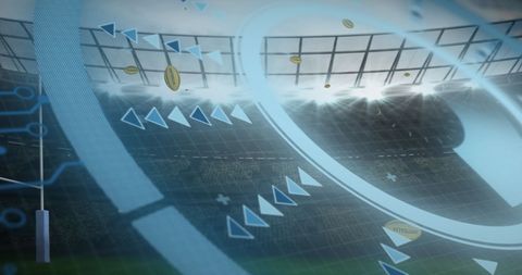 Digital Overlay With Rugby Stadium and Futuristic Elements - Download Free Stock Images Pikwizard.com