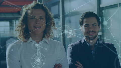 Successful Businessmen Embracing Global Networking Technology