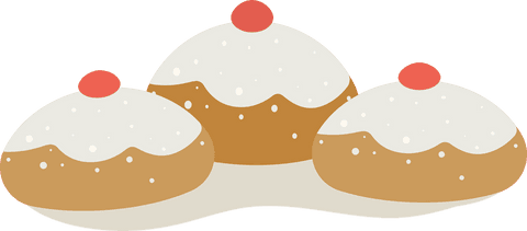 Transparent sweets with frosted toppings and cherries