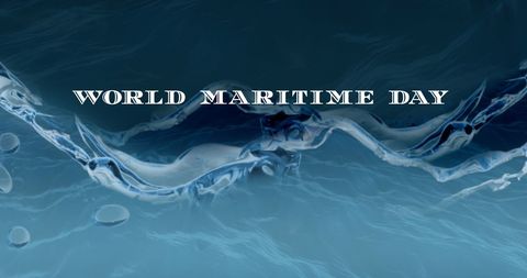 design celebrating world maritime day with artistic ocean wave background and bold text. useful for promoting maritime events, environmental awareness, and marine industry celebrations. ideal for social media, banners, and themed campaigns inspiring connection to the sea.