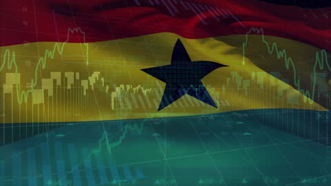 Economic Data Visualization on Ghanaian Flag Background