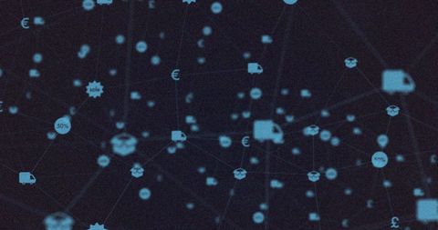 Abstract connectivity with currency symbols and icons