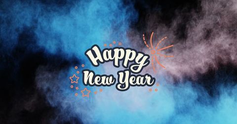 Happy New Year Celebration with Colorful Smoke Background