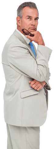 thoughtful mature businessman caucasian isolated transparent background - Download Free Stock Videos Pikwizard.com