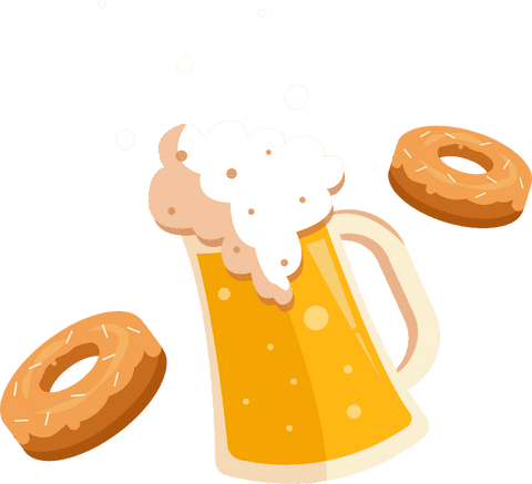 transparent beer mug with frothy header and glazed donuts - Download Free Stock Videos Pikwizard.com