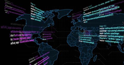 Digital Data Processing Over Global Map - Download Free Stock Images Pikwizard.com